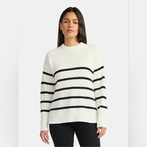 Women’s Cream Striped Crewneck Sweater
